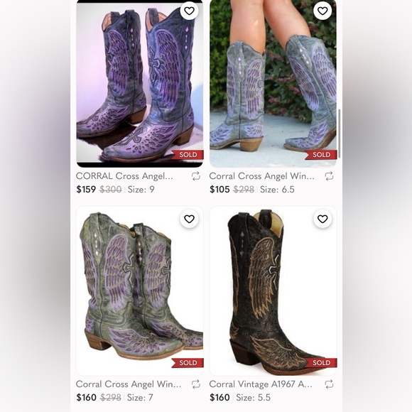 CORRAL Distressed Leather Cross Wings Glitter Cowgirl Cowboy Western Boot 8 Tan - Picture 16 of 16